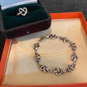 James Avery Heart Knot Bracelet & Ring Sterling Silver Retired